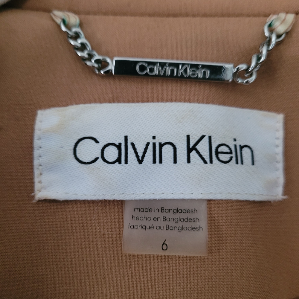 Camel Open-Front Long Boyfriend-Style Blazer - Calvin Klein - Size 6 - Picture 4 of 4